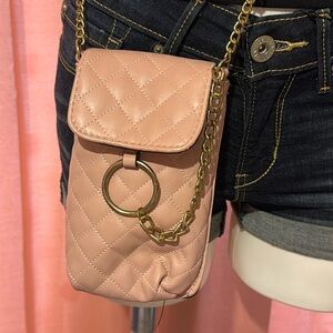 Light pink cell phone crossbody bag